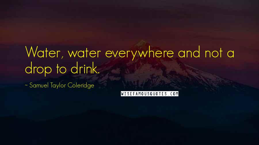 Samuel Taylor Coleridge Quotes: Water, water everywhere and not a drop to drink.