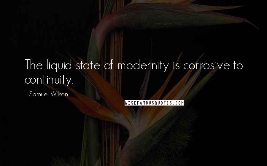 Samuel Wilson Quotes: The liquid state of modernity is corrosive to continuity.