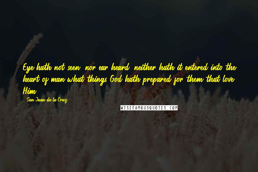 San Juan De La Cruz Quotes: Eye hath not seen, nor ear heard, neither hath it entered into the heart of man what things God hath prepared for them that love Him.
