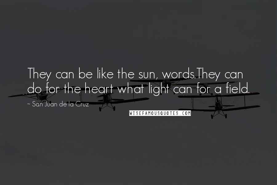San Juan De La Cruz Quotes: They can be like the sun, words.They can do for the heart what light can for a field.