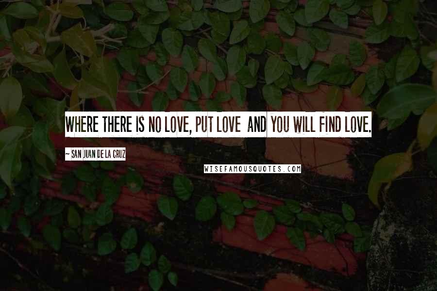 San Juan De La Cruz Quotes: Where there is no love, put love  and you will find love.