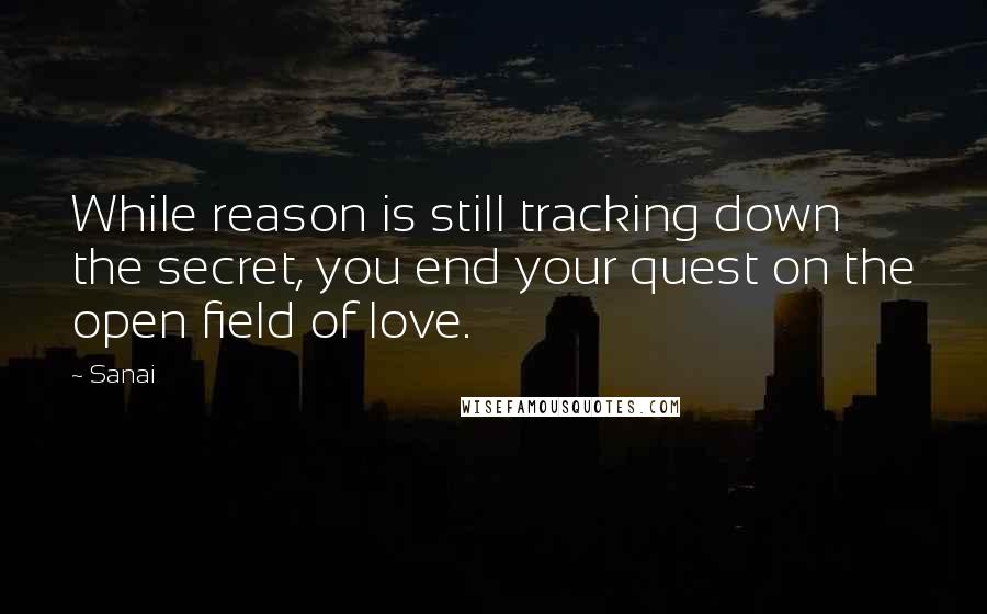 Sanai Quotes: While reason is still tracking down the secret, you end your quest on the open field of love.