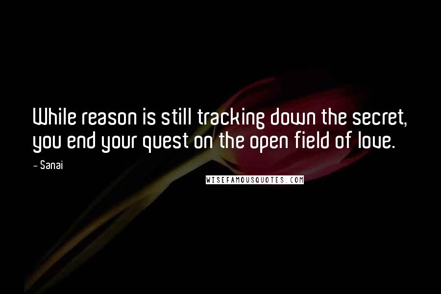 Sanai Quotes: While reason is still tracking down the secret, you end your quest on the open field of love.