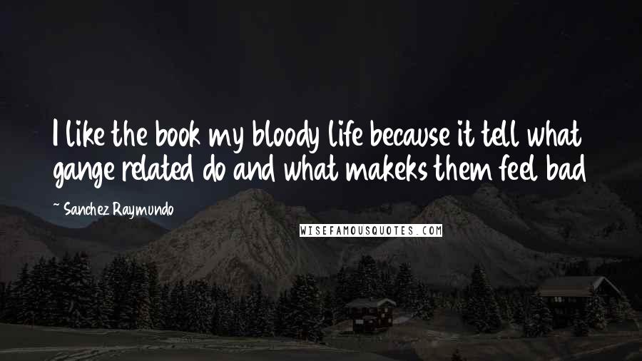 Sanchez Raymundo Quotes: I like the book my bloody life because it tell what gange related do and what makeks them feel bad