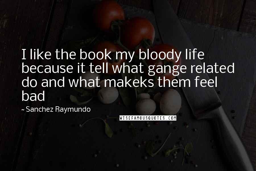 Sanchez Raymundo Quotes: I like the book my bloody life because it tell what gange related do and what makeks them feel bad