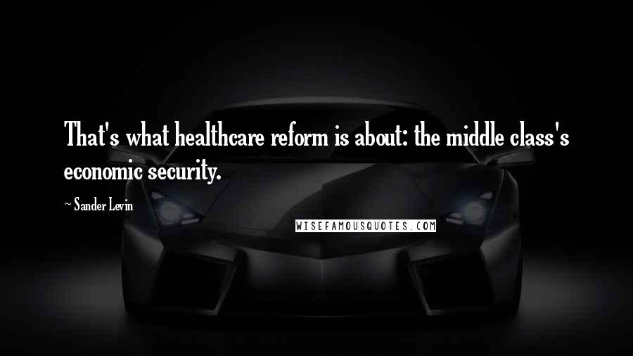 Sander Levin Quotes: That's what healthcare reform is about: the middle class's economic security.