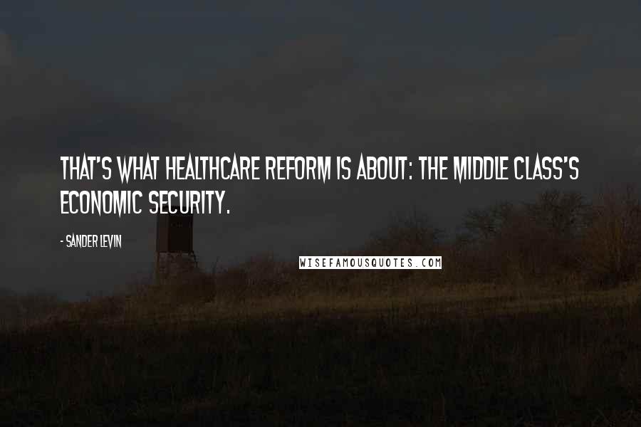 Sander Levin Quotes: That's what healthcare reform is about: the middle class's economic security.