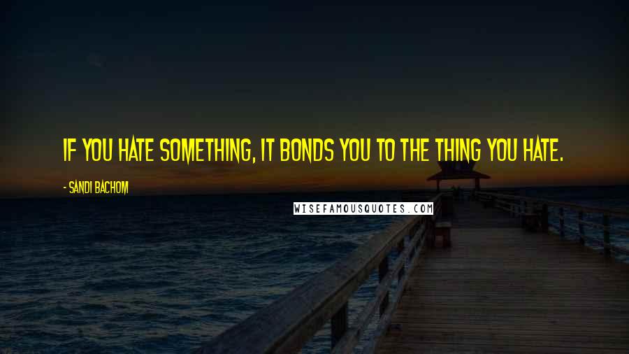 Sandi Bachom Quotes: If you hate something, it bonds you to the thing you hate.