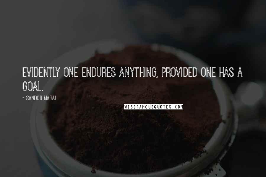 Sandor Marai Quotes: Evidently one endures anything, provided one has a goal.