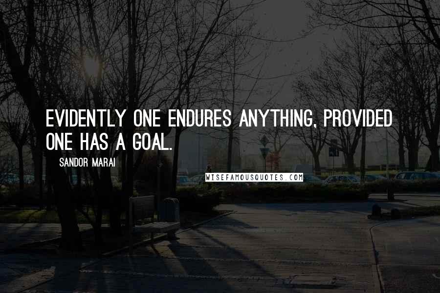 Sandor Marai Quotes: Evidently one endures anything, provided one has a goal.