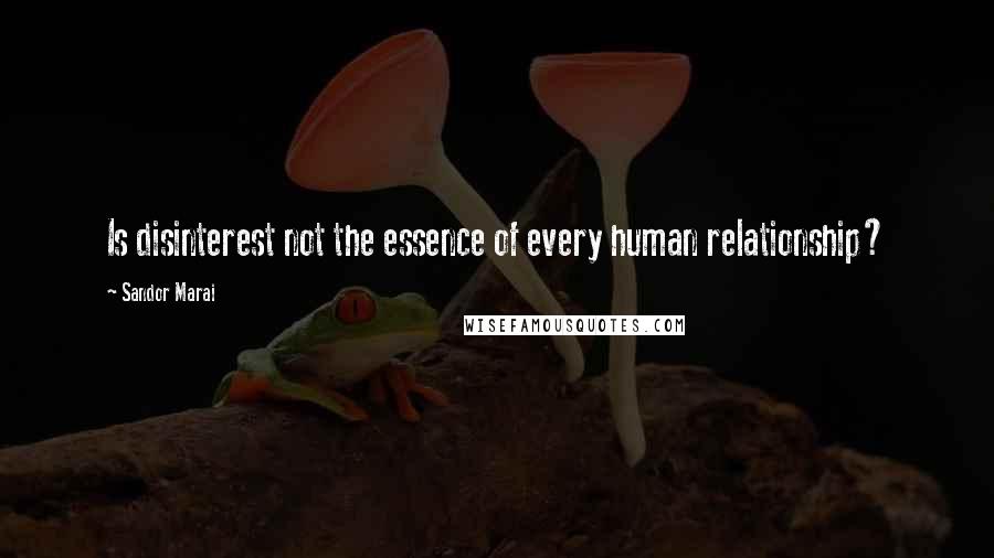 Sandor Marai Quotes: Is disinterest not the essence of every human relationship?