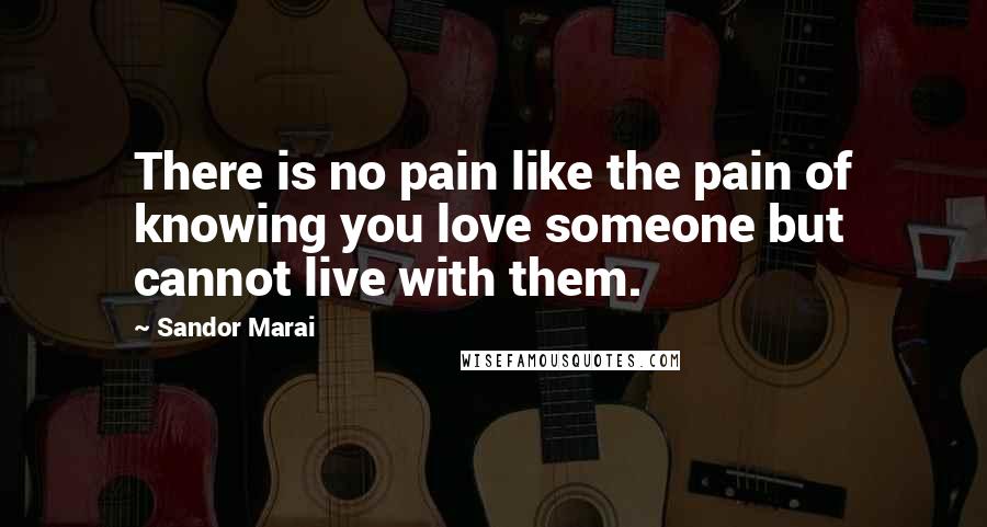 Sandor Marai Quotes: There is no pain like the pain of knowing you love someone but cannot live with them.