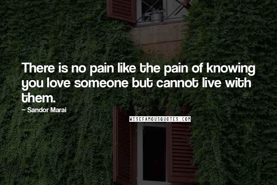 Sandor Marai Quotes: There is no pain like the pain of knowing you love someone but cannot live with them.