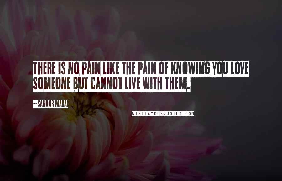 Sandor Marai Quotes: There is no pain like the pain of knowing you love someone but cannot live with them.