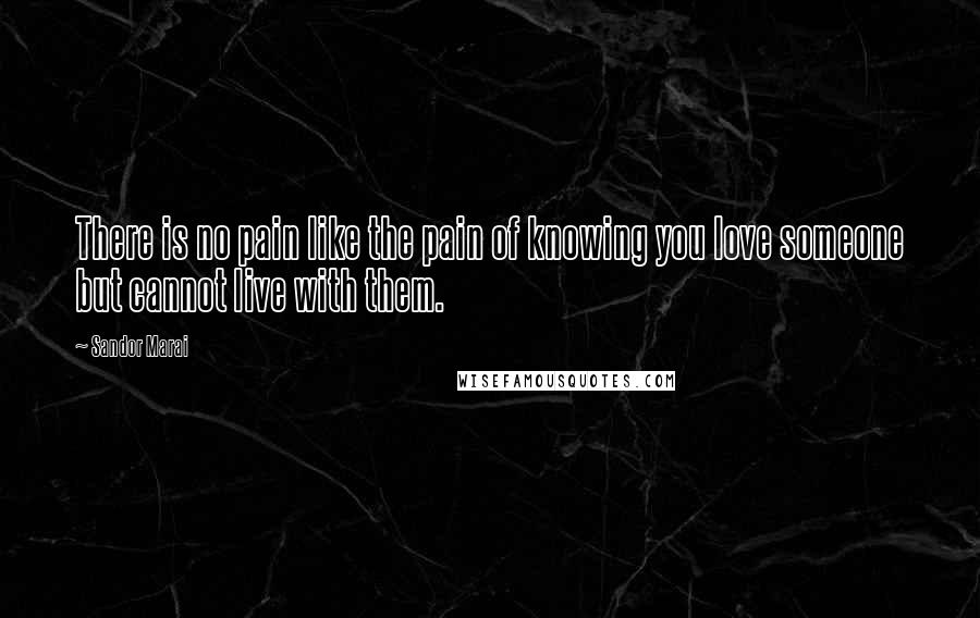 Sandor Marai Quotes: There is no pain like the pain of knowing you love someone but cannot live with them.