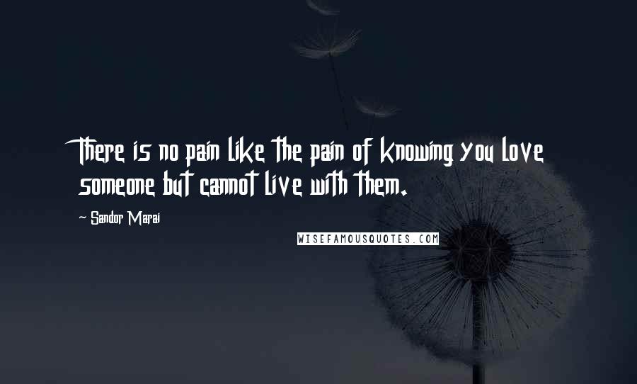 Sandor Marai Quotes: There is no pain like the pain of knowing you love someone but cannot live with them.