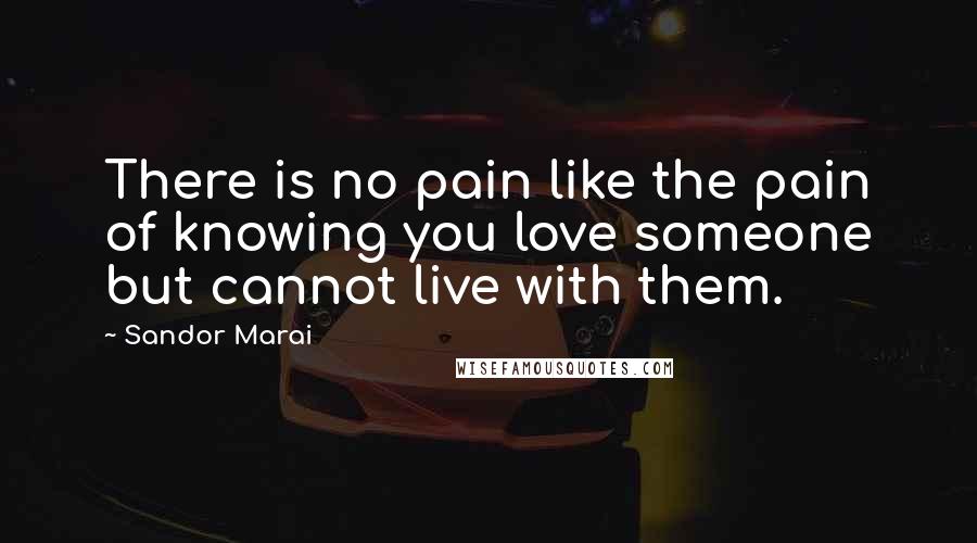 Sandor Marai Quotes: There is no pain like the pain of knowing you love someone but cannot live with them.