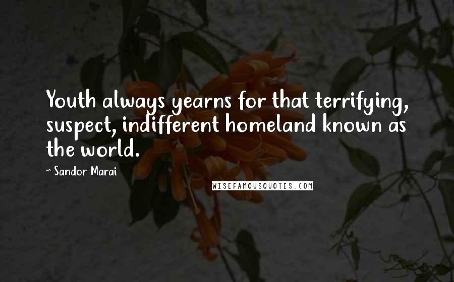 Sandor Marai Quotes: Youth always yearns for that terrifying, suspect, indifferent homeland known as the world.