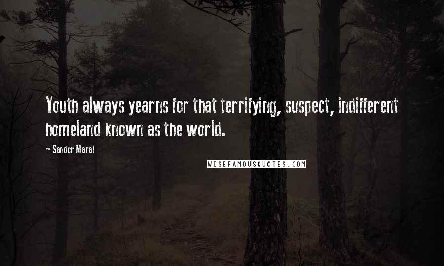 Sandor Marai Quotes: Youth always yearns for that terrifying, suspect, indifferent homeland known as the world.