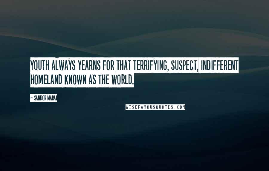 Sandor Marai Quotes: Youth always yearns for that terrifying, suspect, indifferent homeland known as the world.