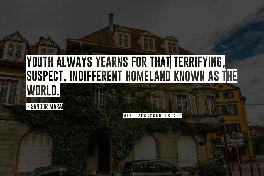 Sandor Marai Quotes: Youth always yearns for that terrifying, suspect, indifferent homeland known as the world.