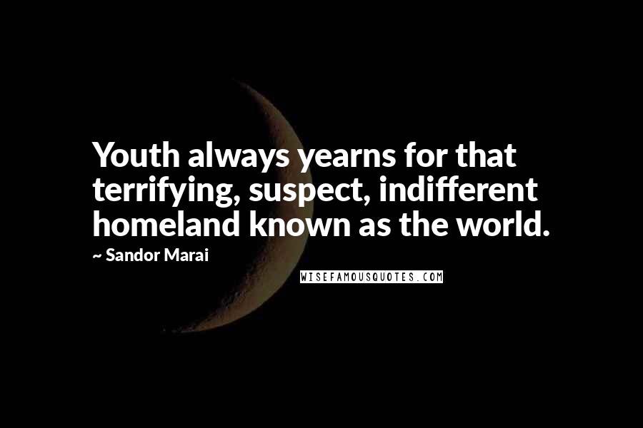 Sandor Marai Quotes: Youth always yearns for that terrifying, suspect, indifferent homeland known as the world.