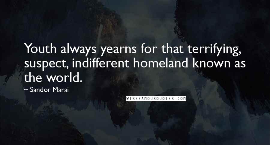 Sandor Marai Quotes: Youth always yearns for that terrifying, suspect, indifferent homeland known as the world.