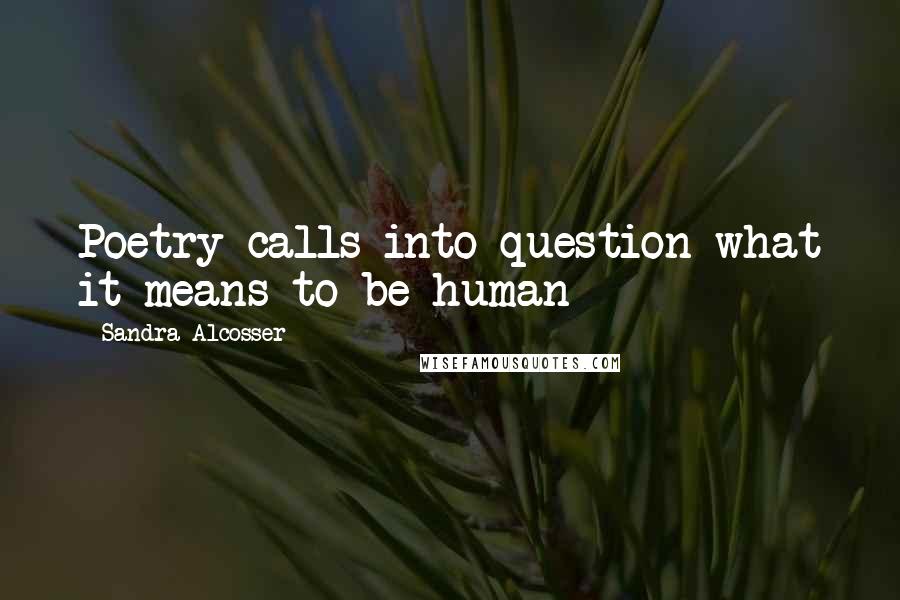 Sandra Alcosser Quotes: Poetry calls into question what it means to be human