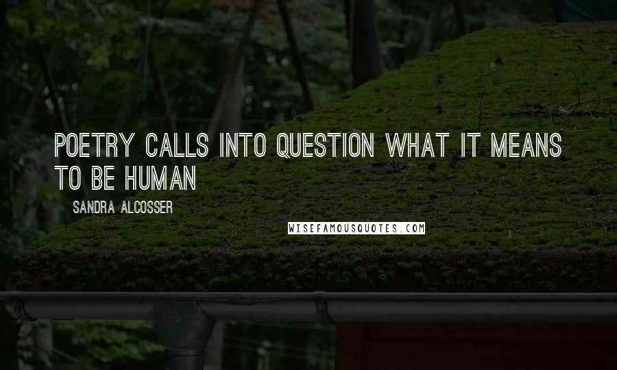 Sandra Alcosser Quotes: Poetry calls into question what it means to be human