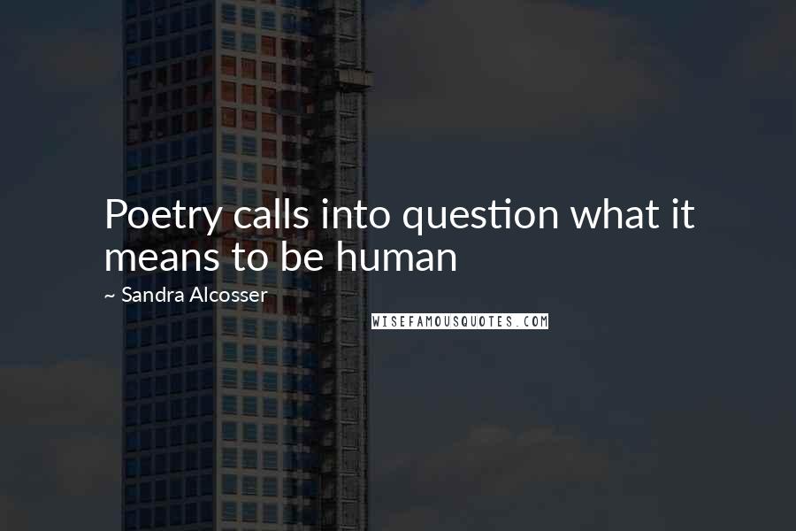 Sandra Alcosser Quotes: Poetry calls into question what it means to be human