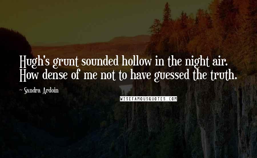 Sandra Ardoin Quotes: Hugh's grunt sounded hollow in the night air. How dense of me not to have guessed the truth.