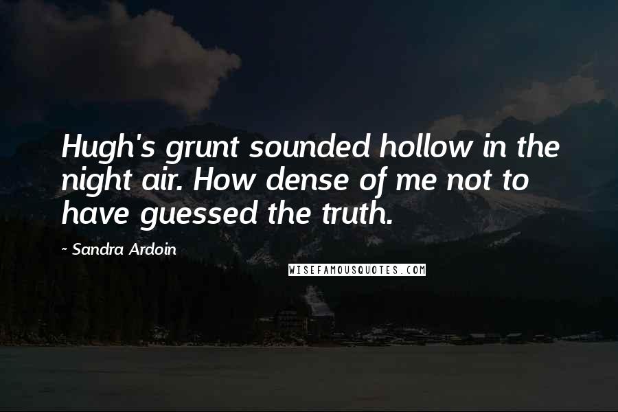 Sandra Ardoin Quotes: Hugh's grunt sounded hollow in the night air. How dense of me not to have guessed the truth.