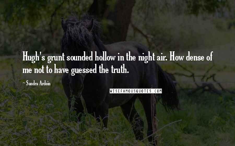 Sandra Ardoin Quotes: Hugh's grunt sounded hollow in the night air. How dense of me not to have guessed the truth.