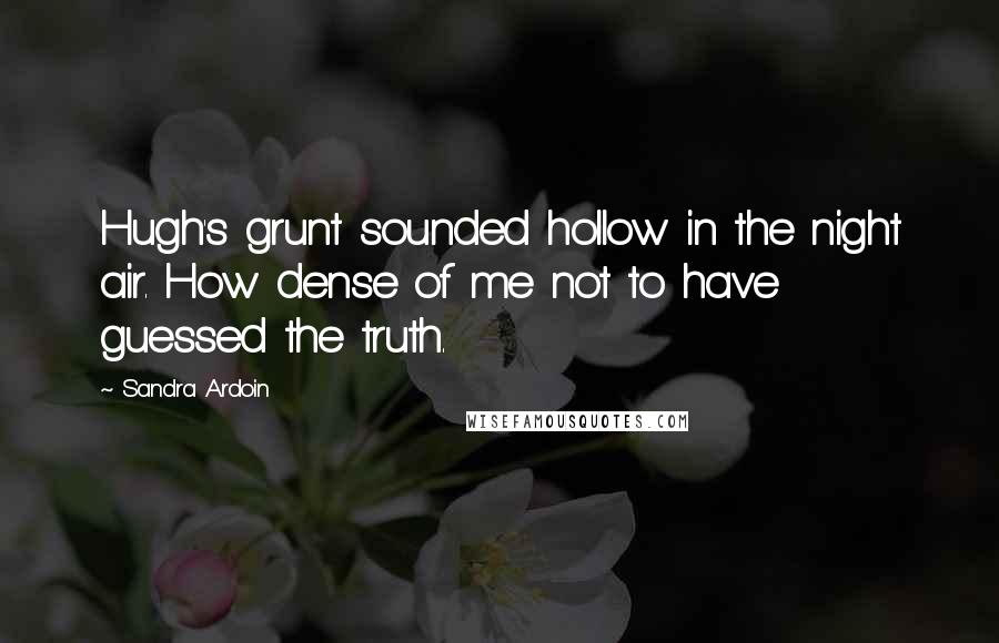 Sandra Ardoin Quotes: Hugh's grunt sounded hollow in the night air. How dense of me not to have guessed the truth.