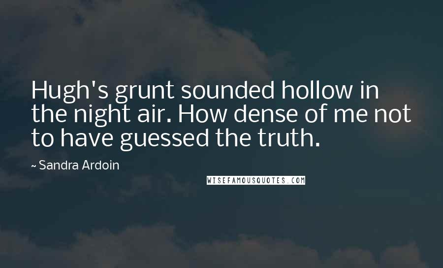 Sandra Ardoin Quotes: Hugh's grunt sounded hollow in the night air. How dense of me not to have guessed the truth.