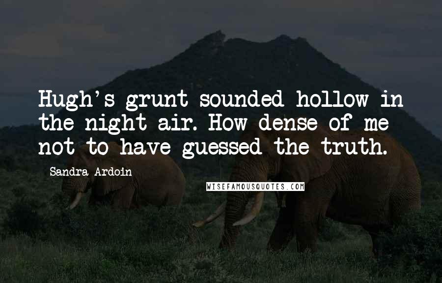 Sandra Ardoin Quotes: Hugh's grunt sounded hollow in the night air. How dense of me not to have guessed the truth.