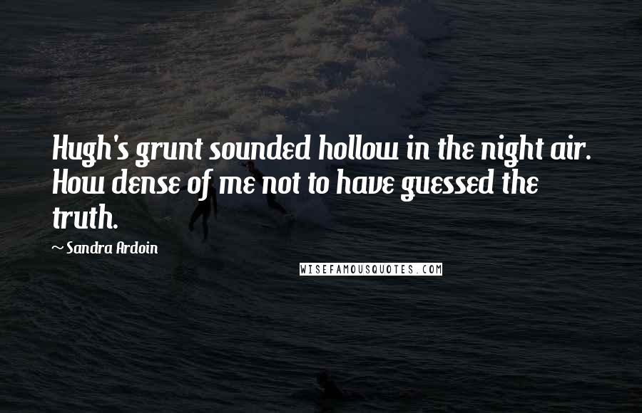 Sandra Ardoin Quotes: Hugh's grunt sounded hollow in the night air. How dense of me not to have guessed the truth.