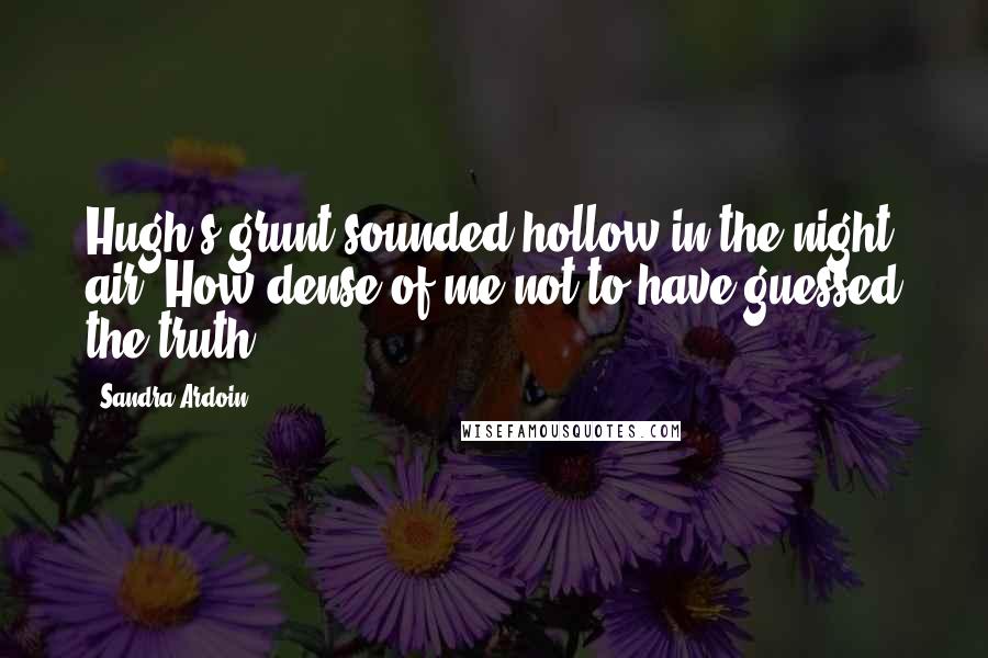 Sandra Ardoin Quotes: Hugh's grunt sounded hollow in the night air. How dense of me not to have guessed the truth.