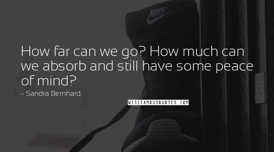 Sandra Bernhard Quotes: How far can we go? How much can we absorb and still have some peace of mind?