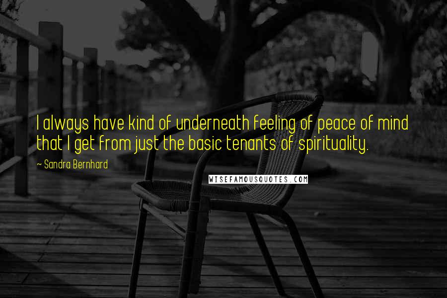 Sandra Bernhard Quotes: I always have kind of underneath feeling of peace of mind that I get from just the basic tenants of spirituality.