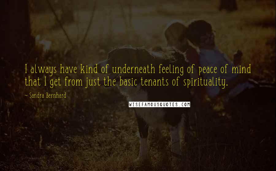 Sandra Bernhard Quotes: I always have kind of underneath feeling of peace of mind that I get from just the basic tenants of spirituality.