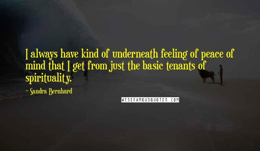 Sandra Bernhard Quotes: I always have kind of underneath feeling of peace of mind that I get from just the basic tenants of spirituality.