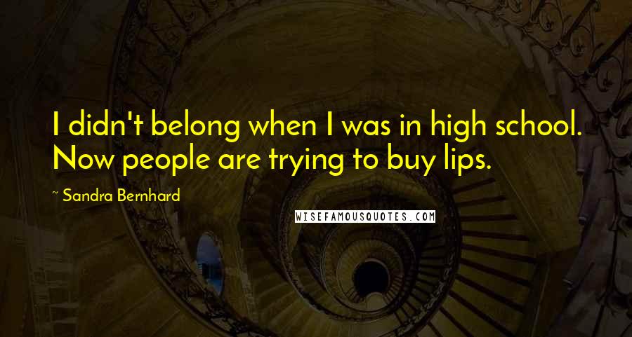 Sandra Bernhard Quotes: I didn't belong when I was in high school. Now people are trying to buy lips.