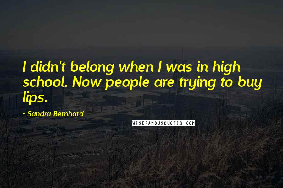 Sandra Bernhard Quotes: I didn't belong when I was in high school. Now people are trying to buy lips.