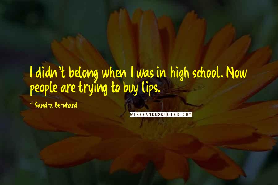 Sandra Bernhard Quotes: I didn't belong when I was in high school. Now people are trying to buy lips.