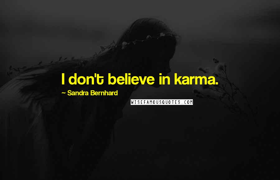 Sandra Bernhard Quotes: I don't believe in karma.