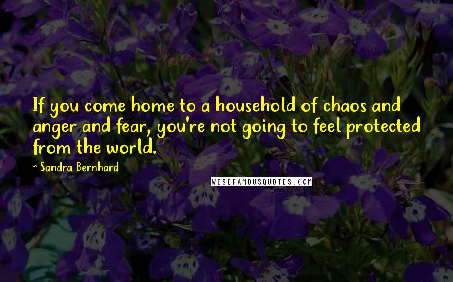 Sandra Bernhard Quotes: If you come home to a household of chaos and anger and fear, you're not going to feel protected from the world.