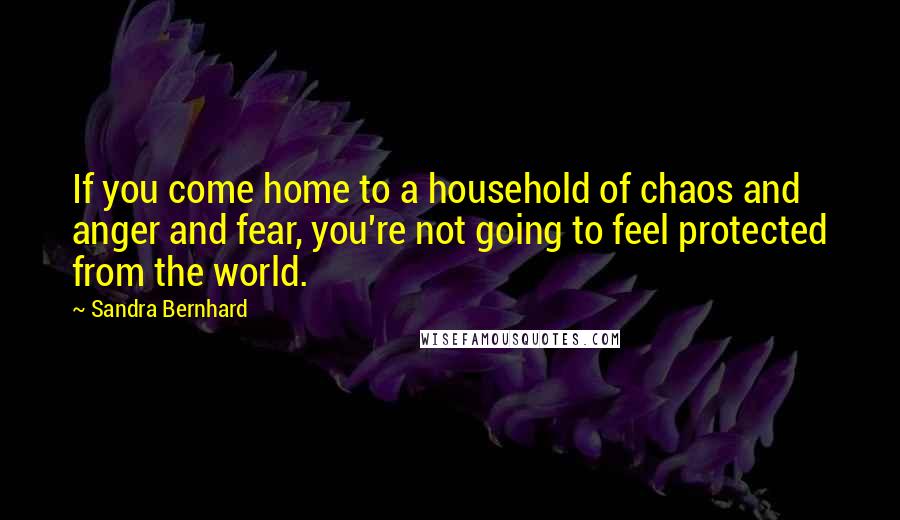 Sandra Bernhard Quotes: If you come home to a household of chaos and anger and fear, you're not going to feel protected from the world.