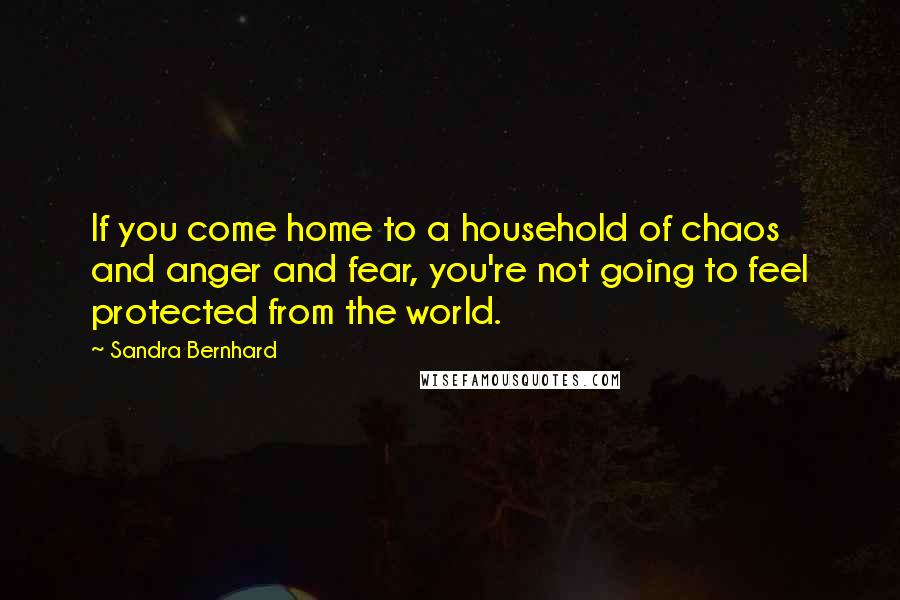 Sandra Bernhard Quotes: If you come home to a household of chaos and anger and fear, you're not going to feel protected from the world.