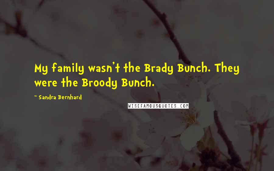 Sandra Bernhard Quotes: My family wasn't the Brady Bunch. They were the Broody Bunch.